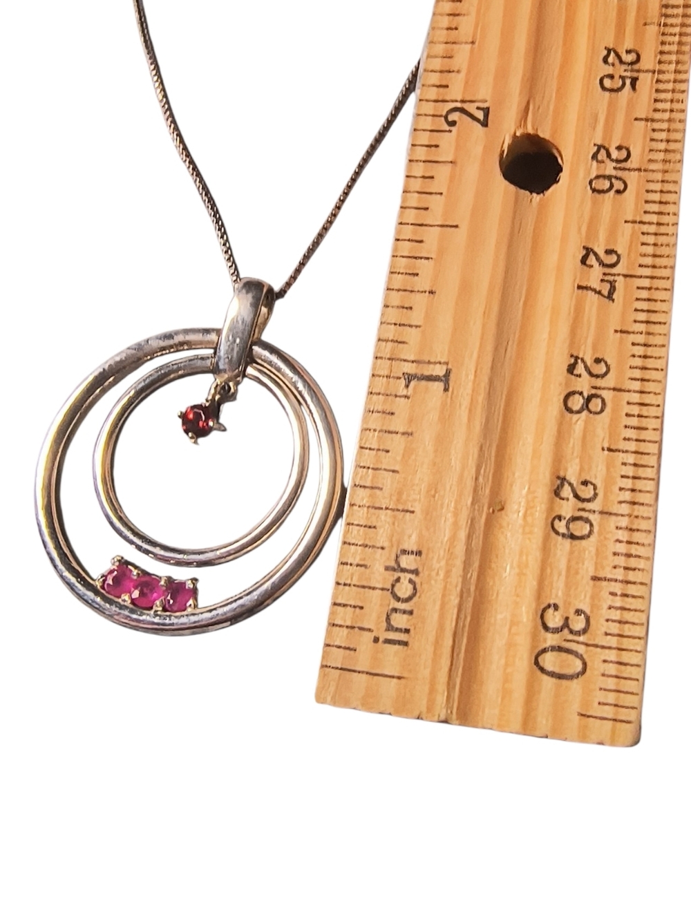 Vintage Lenox Ruby, Garnet And Sterling Silver Pendant Necklace - Picture 3 of 9